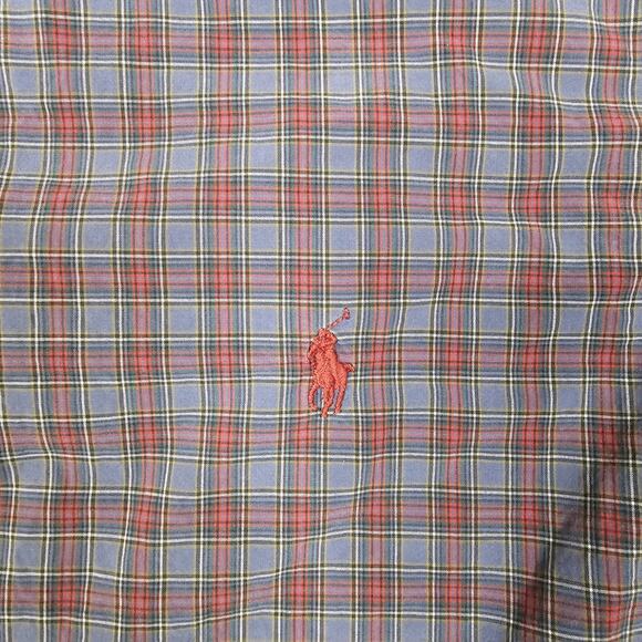 Polo Ralph Lauren Shirt Large Blue Red Tartan Plaid Preppy Academia Ivy League - Picture 4 of 11